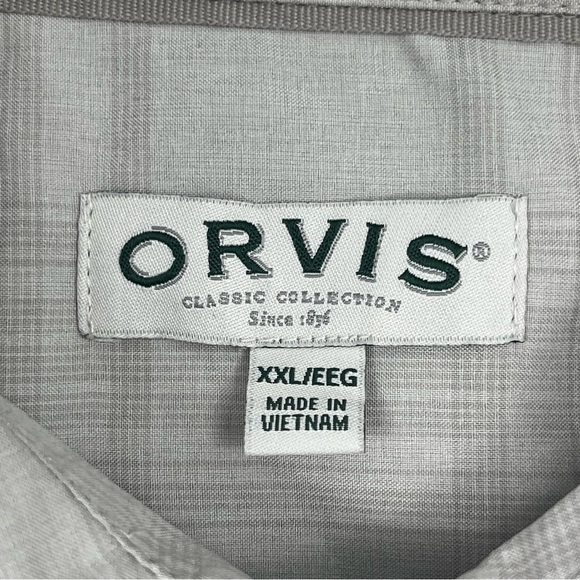 Orvis Classic Collection Shirt XXL Gray Plaid Button Up Short Sleeve Outdoor Men - Picture 5 of 14